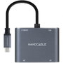 Nanocable Conversor USB-C a 2xHDMI/USB 2.0/PD Gris, 15 cm